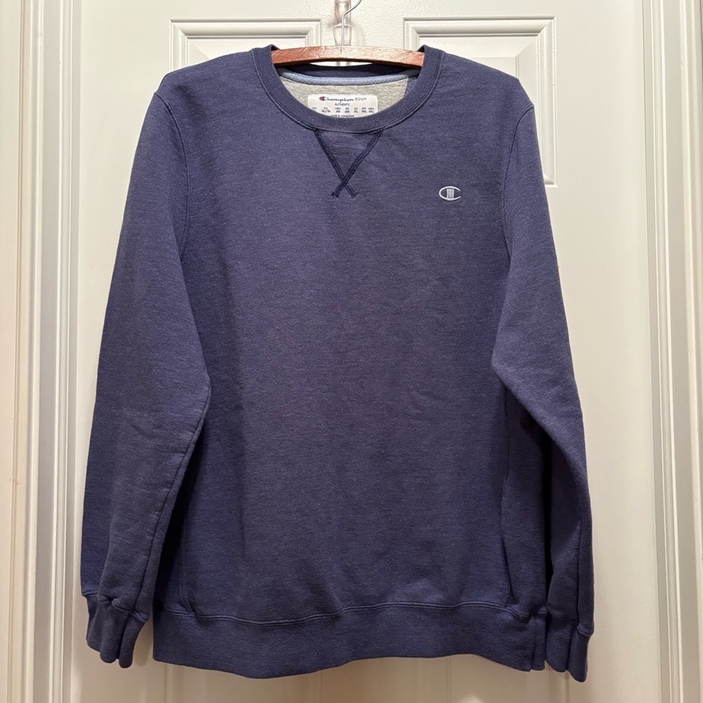 Champion ECO Men's Blue Crewneck Pullover Sweatshirt, Size XL